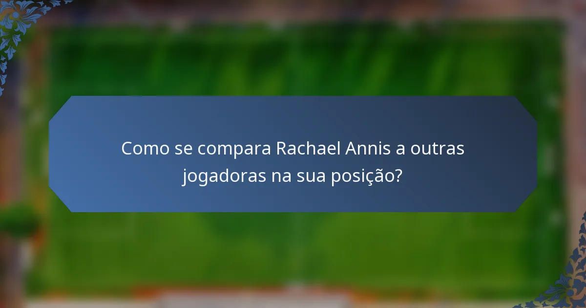 Como se compara Rachael Annis a outras jogadoras na sua posição?