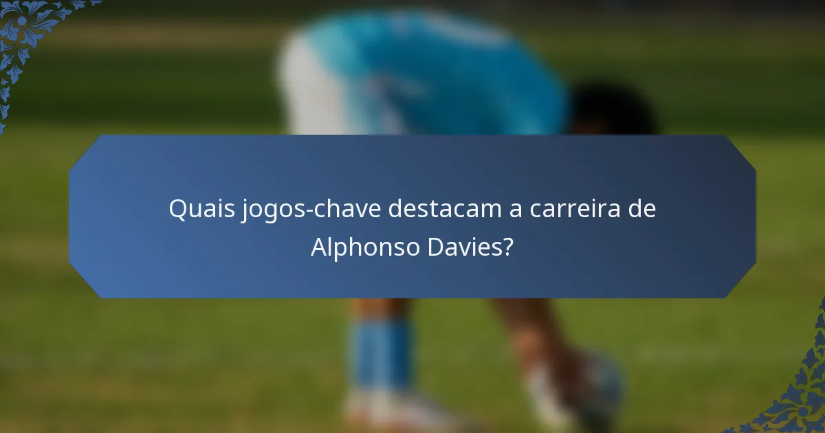 Quais jogos-chave destacam a carreira de Alphonso Davies?