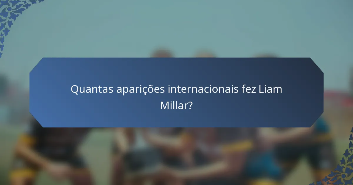 Quantas aparições internacionais fez Liam Millar?